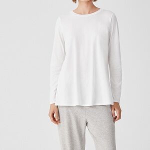 Eileen fisher basic white long sleeve cotton organic shirt petite small